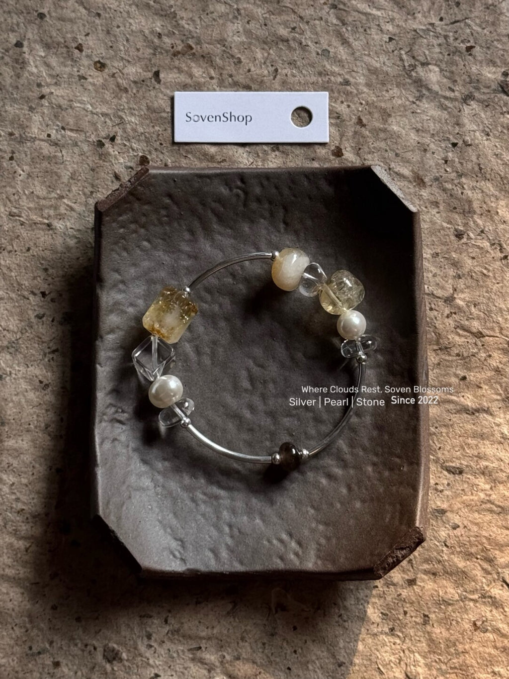 Sweet Olive Citrine Baroque Pearls Beaded Bracelet,Lumivault.