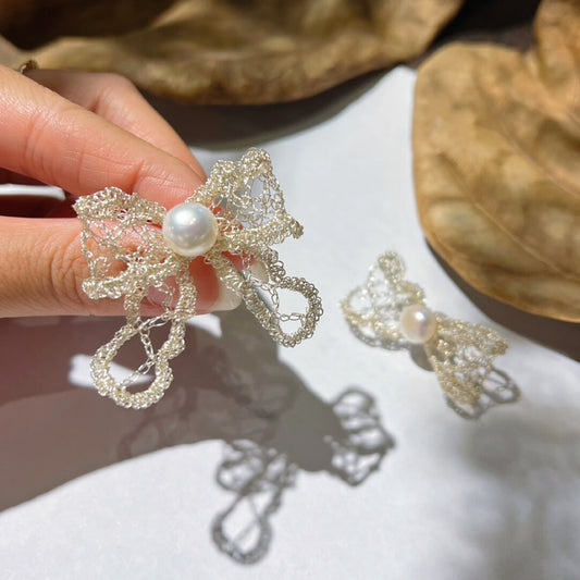 The Pearl & Ribbon Bow Earrings