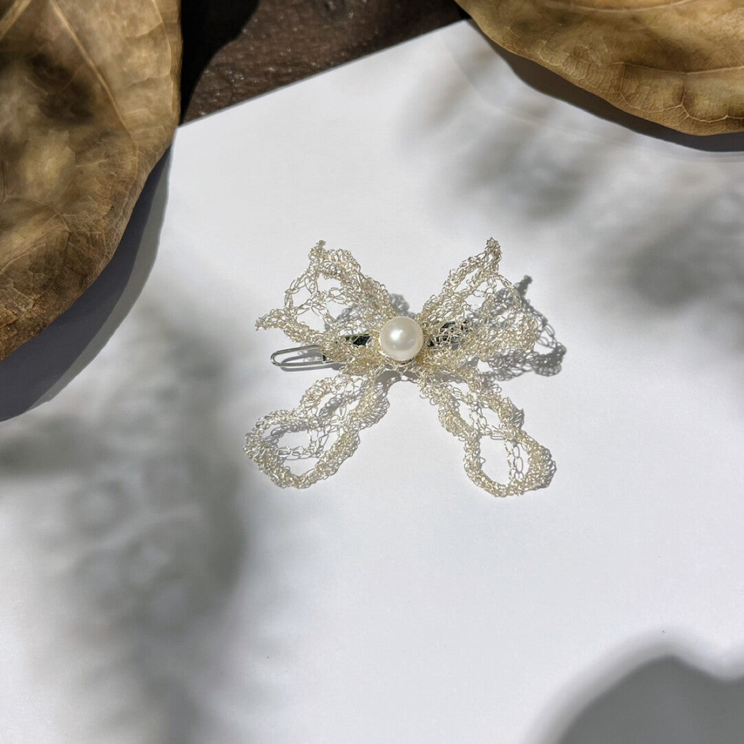 The Pearl & Ribbon Bow Earrings,Lumivault.