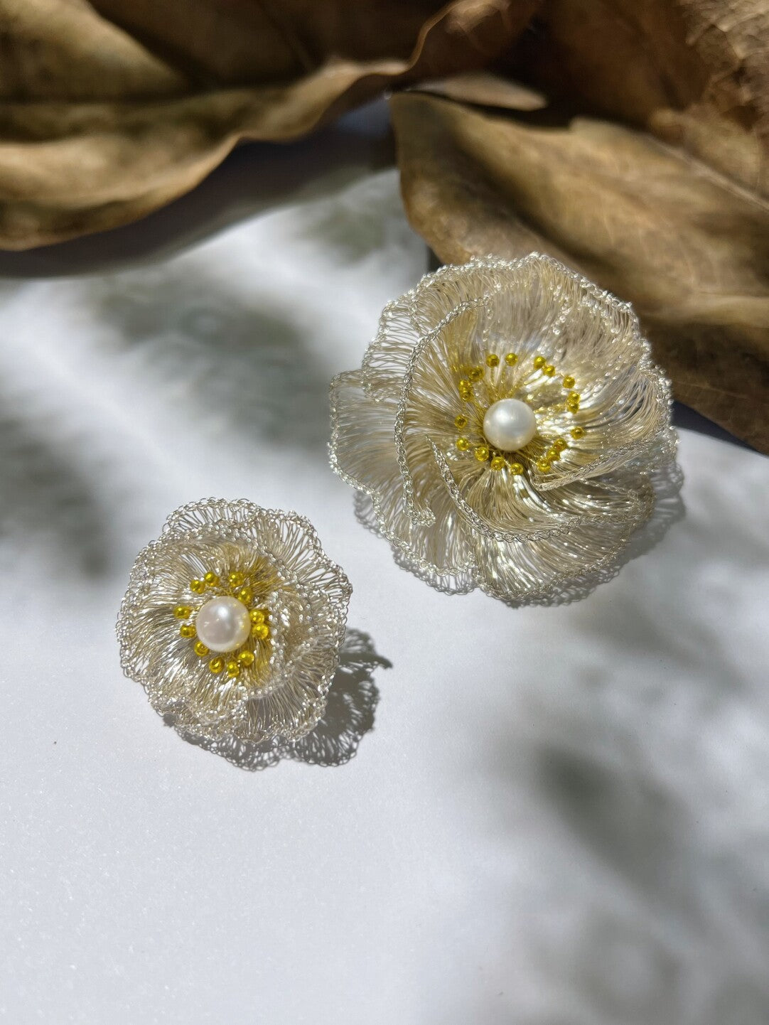 The Wrought Flora Earrings/Brooch