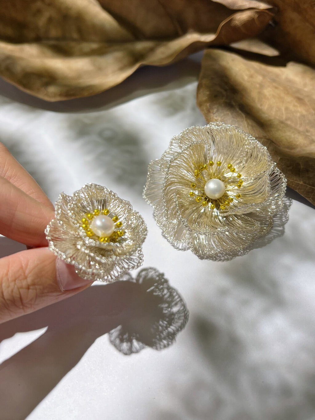 The Wrought Flora Earrings/Brooch,Lumivault.