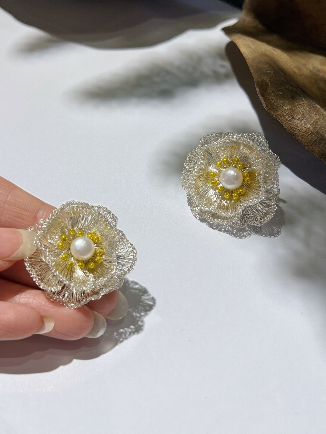 The Wrought Flora Earrings/Brooch