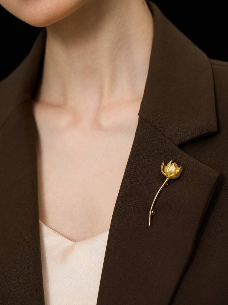 This Moment Sterling Silver Tulip Brooch,Gold,Lumivault.