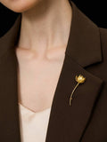 This Moment Sterling Silver Tulip Brooch,Gold,Lumivault.
