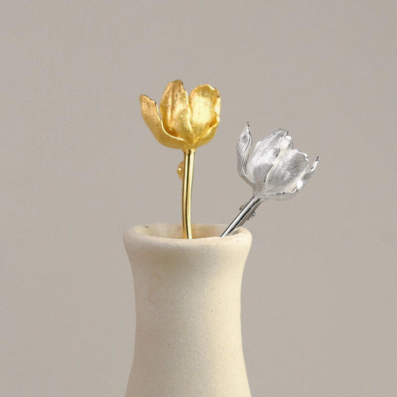 This Moment Sterling Silver Tulip Brooch,Lumivault.