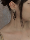 Thoughts Obsidian Pearl Drop Earrings,Lumivault.