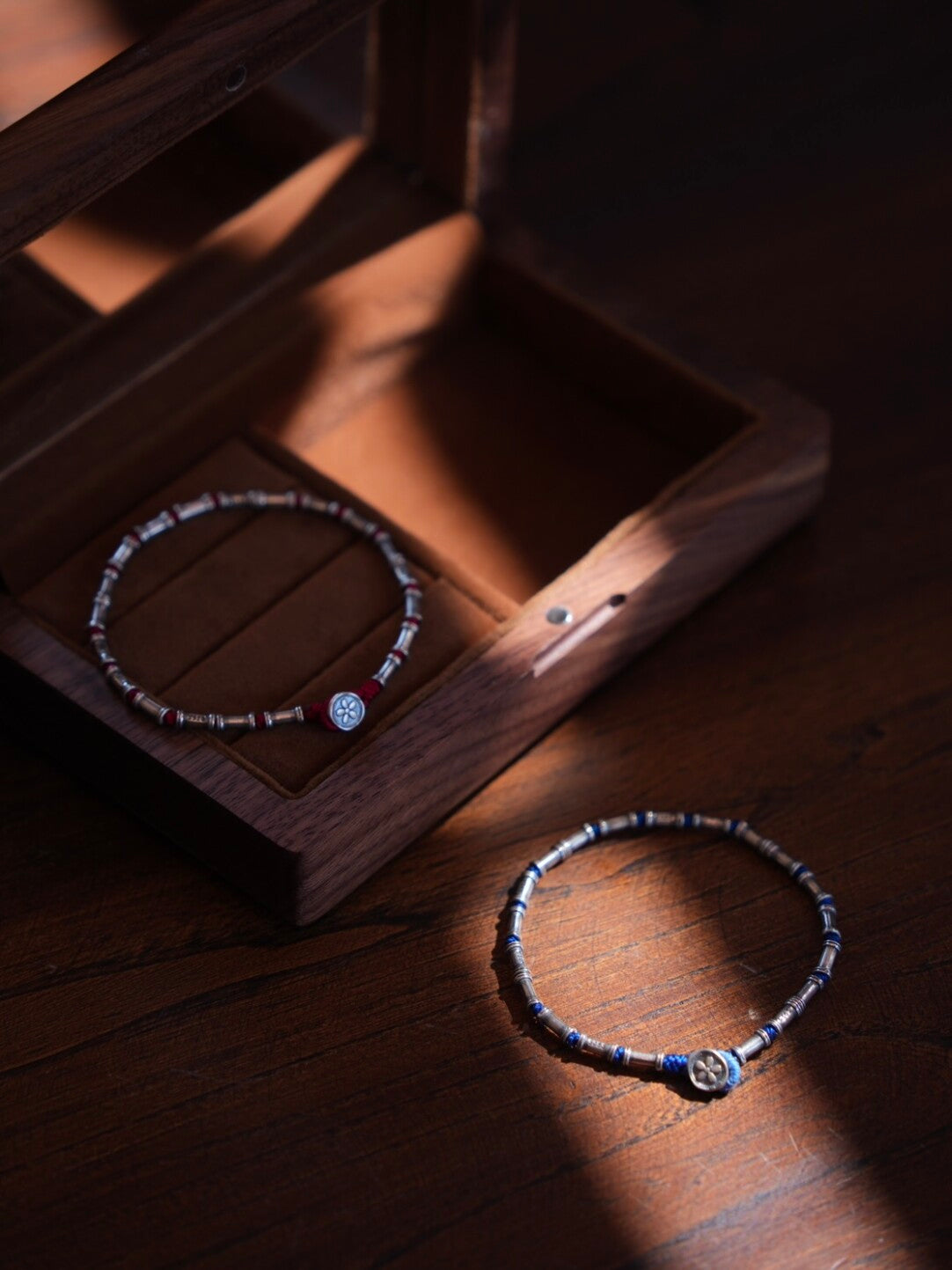 Thousand Branches Silver Bamboo Beaded Bracelet,Lumivault.