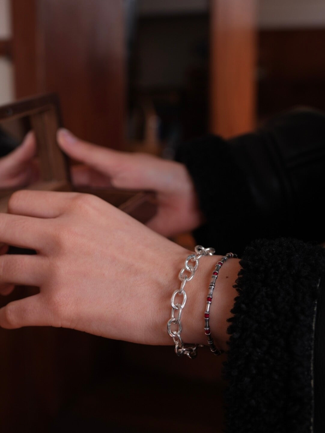 Thousand Branches Silver Bamboo Beaded Bracelet - Lumivault