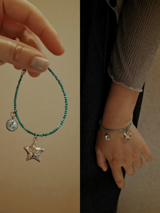 Turquoise Sparkling Star Pendant Bracelet