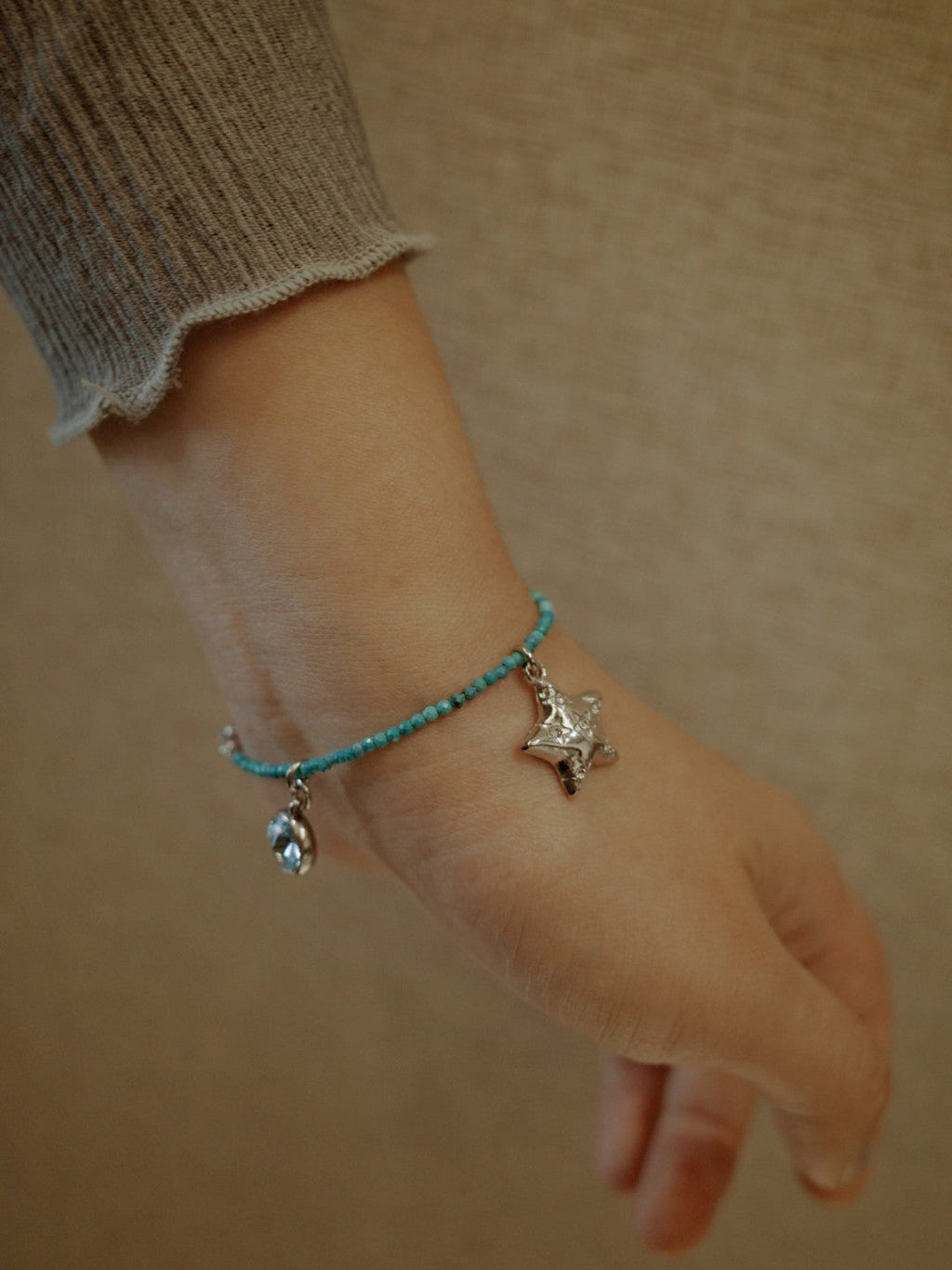 Turquoise Sparkling Star Pendant Bracelet,Lumivault.