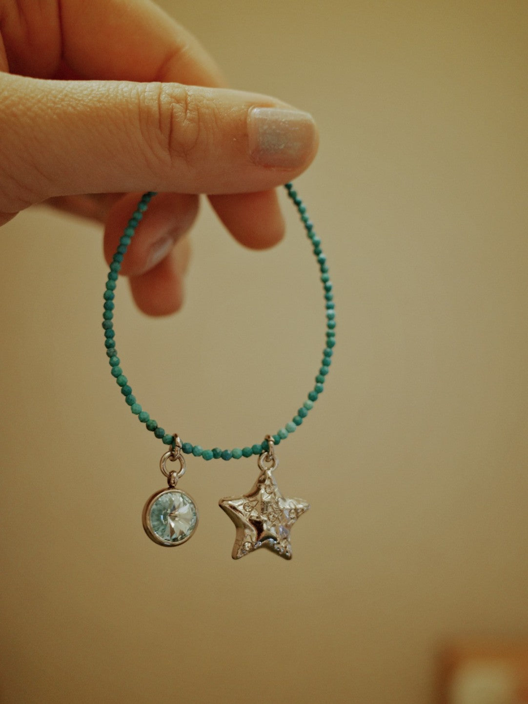 Turquoise Sparkling Star Pendant Bracelet,Lumivault.
