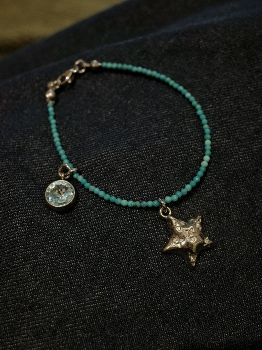 Turquoise Sparkling Star Pendant Bracelet,Lumivault.