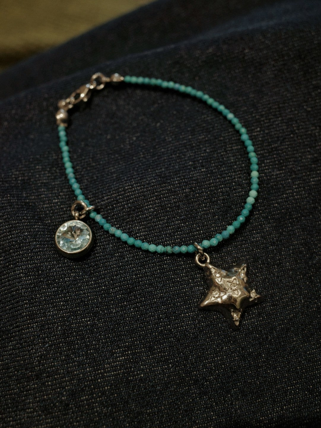 Turquoise Sparkling Star Pendant Bracelet,Lumivault.