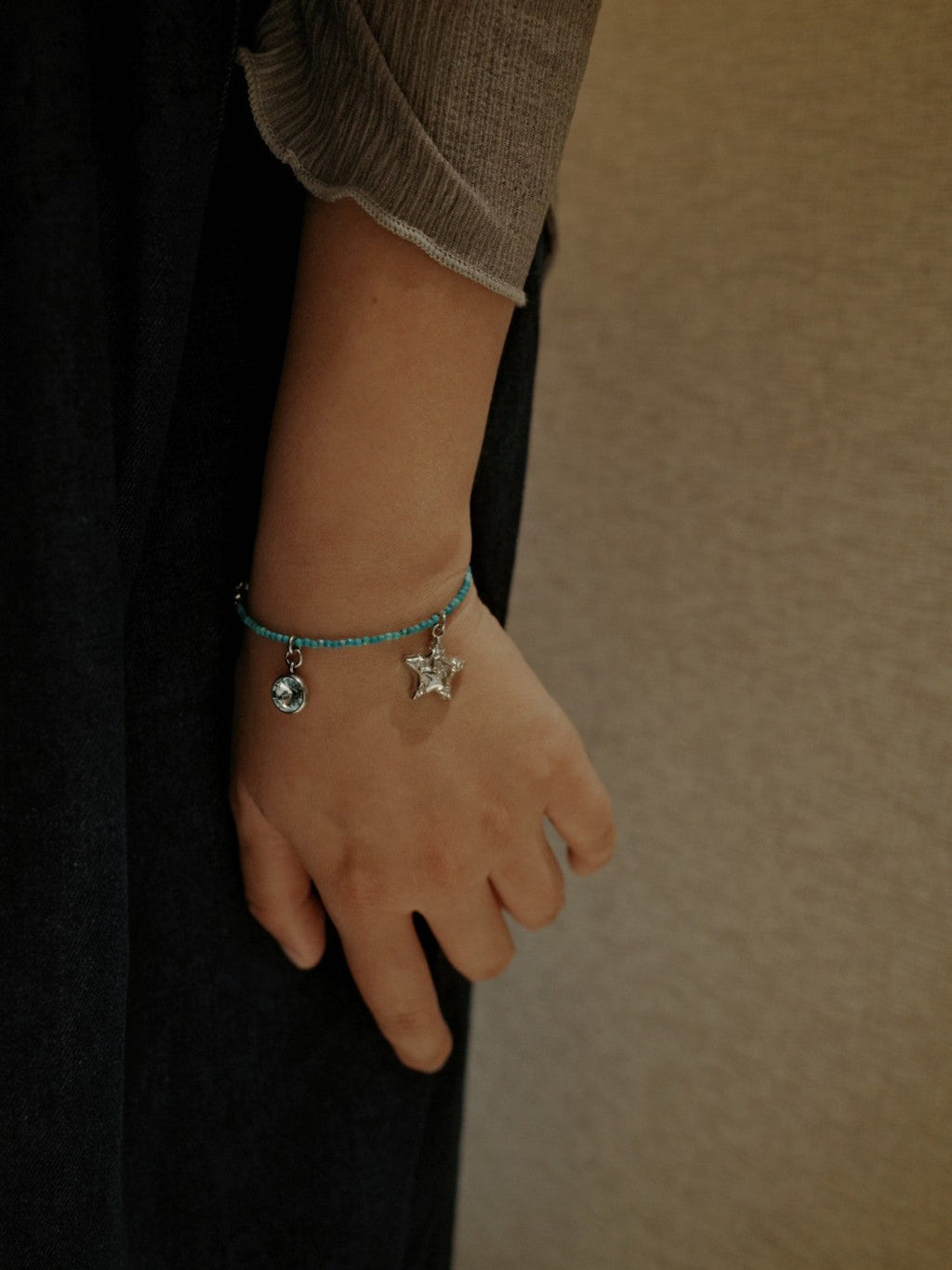 Turquoise Sparkling Star Pendant Bracelet,Lumivault.