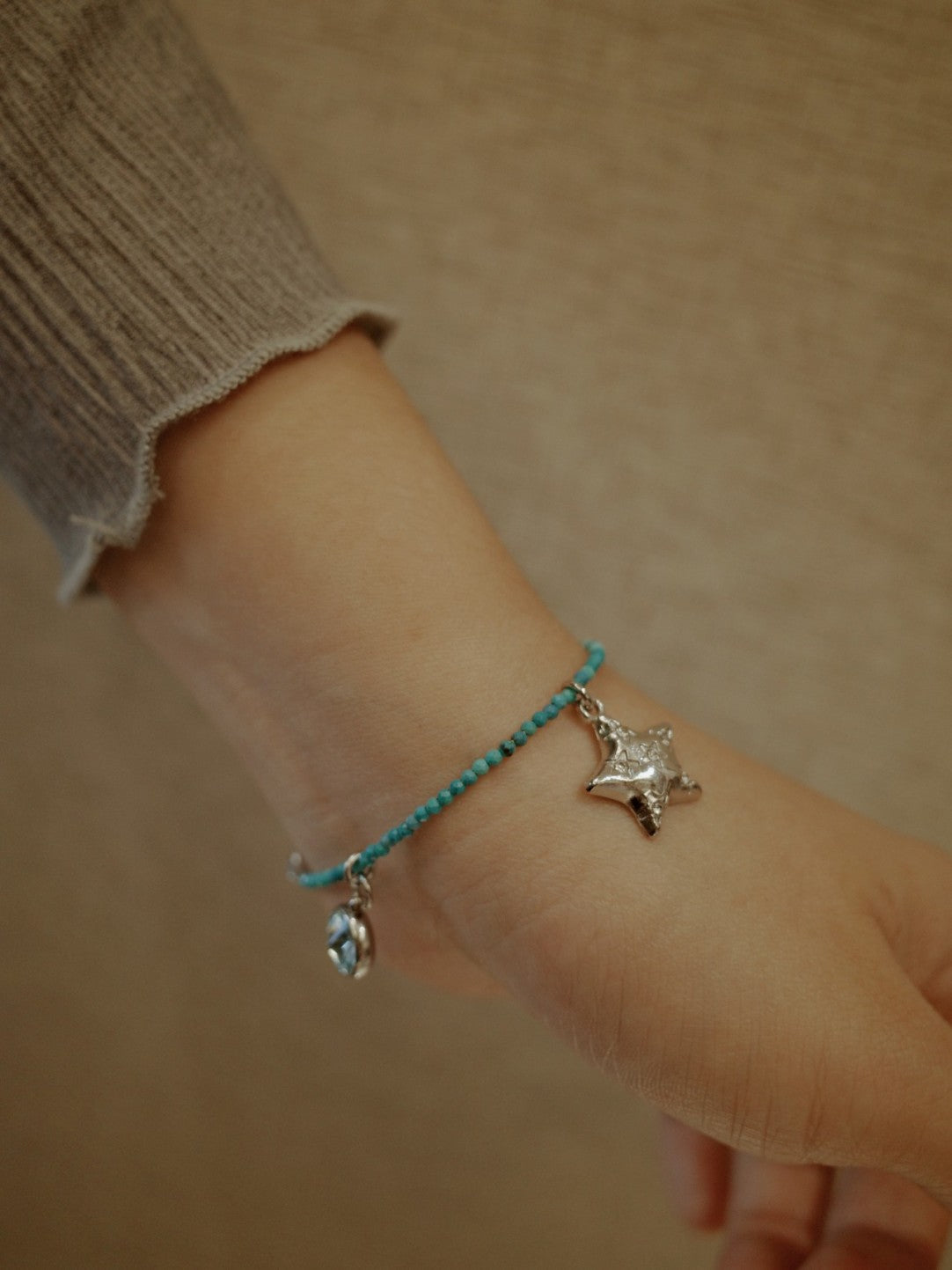 Turquoise Sparkling Star Pendant Bracelet,Lumivault.