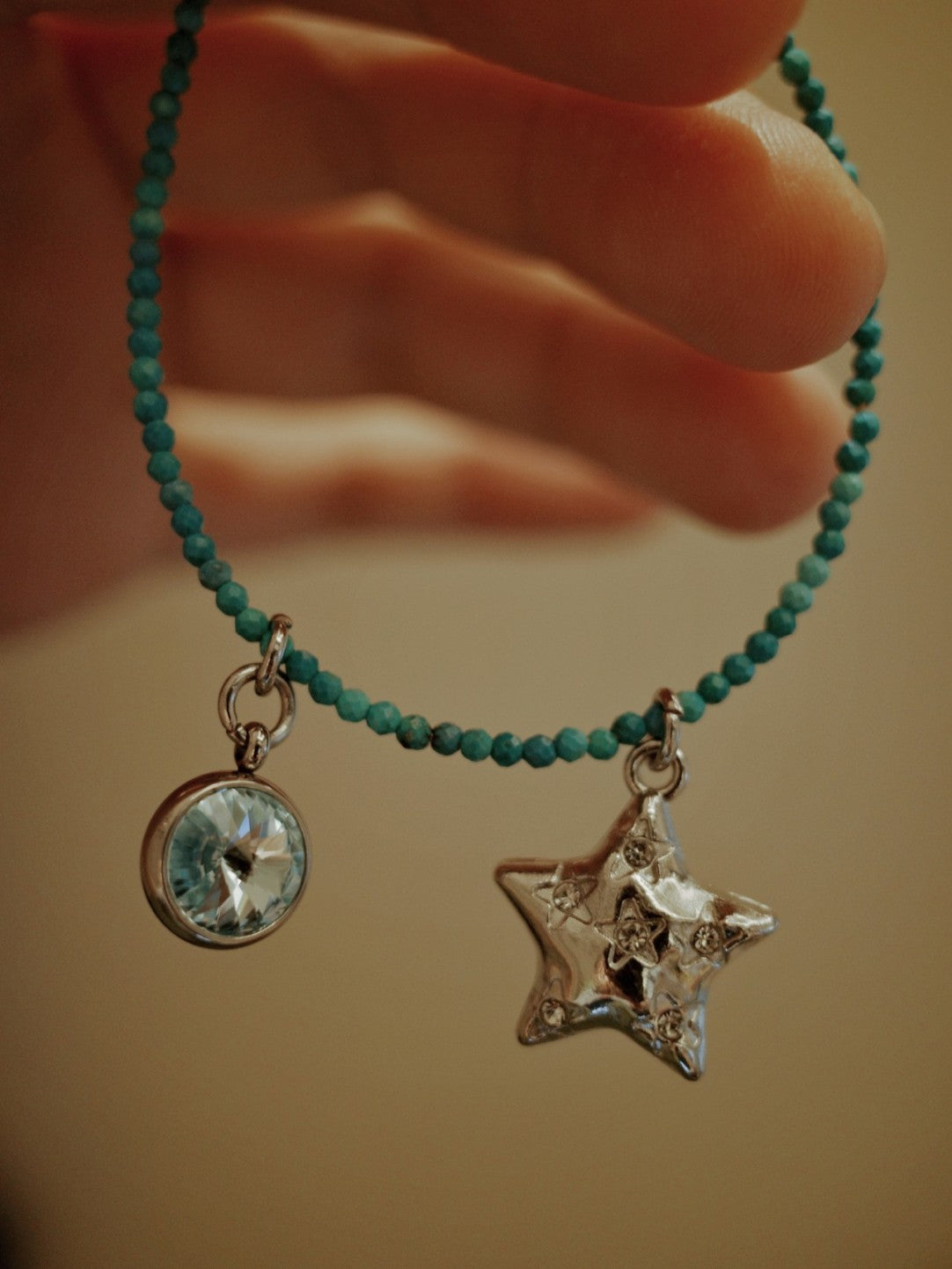 Turquoise Sparkling Star Pendant Bracelet,Lumivault.