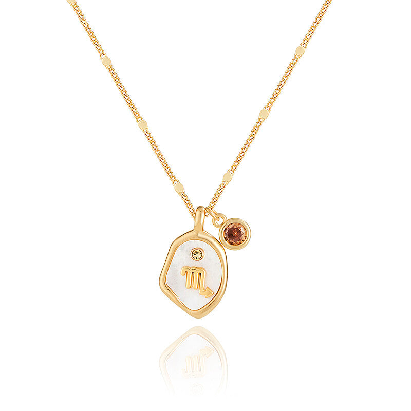Twelve Constellation Birthstone Necklace,Scorpio - Citrine Zircon,Lumivault.
