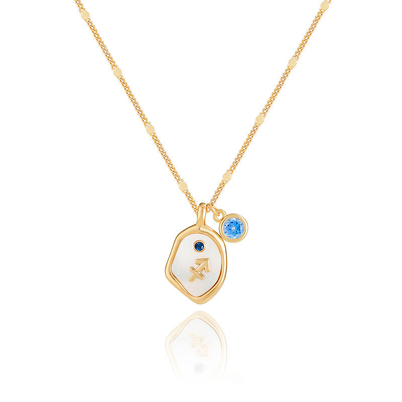 Twelve Constellation Birthstone Necklace,Sagittarius -Topaz Zircon,Lumivault.