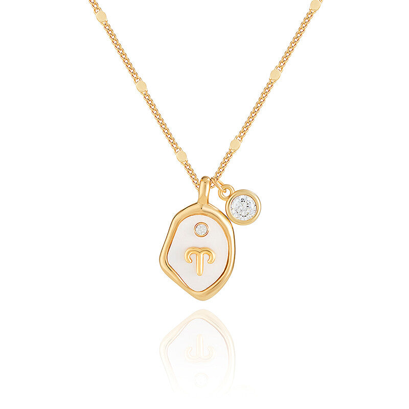 Twelve Constellation Birthstone Necklace,Aries - White Zircon,Lumivault.