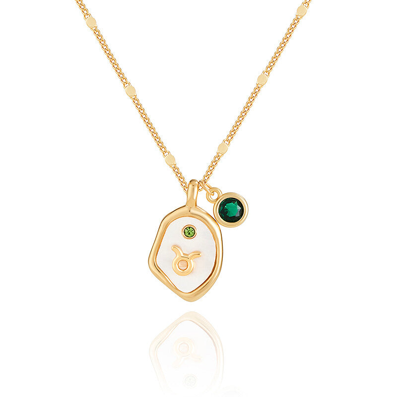Twelve Constellation Birthstone Necklace,Taurus - Green Zircon,Lumivault.