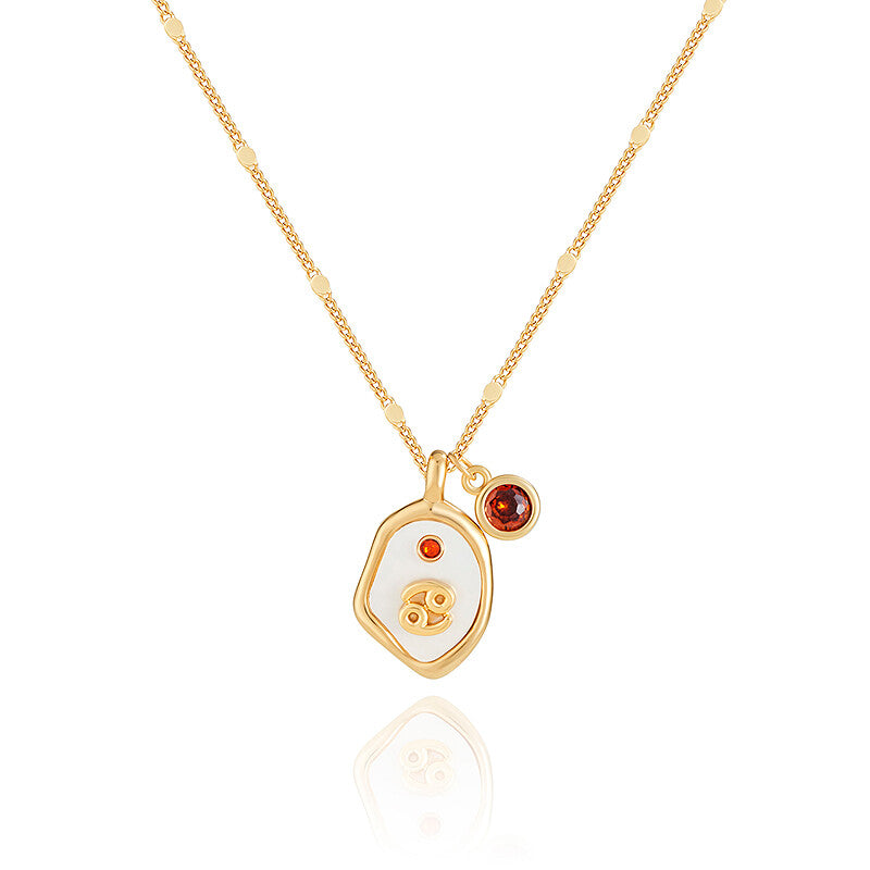 Twelve Constellation Birthstone Necklace,Cancer - Red Zircon,Lumivault.