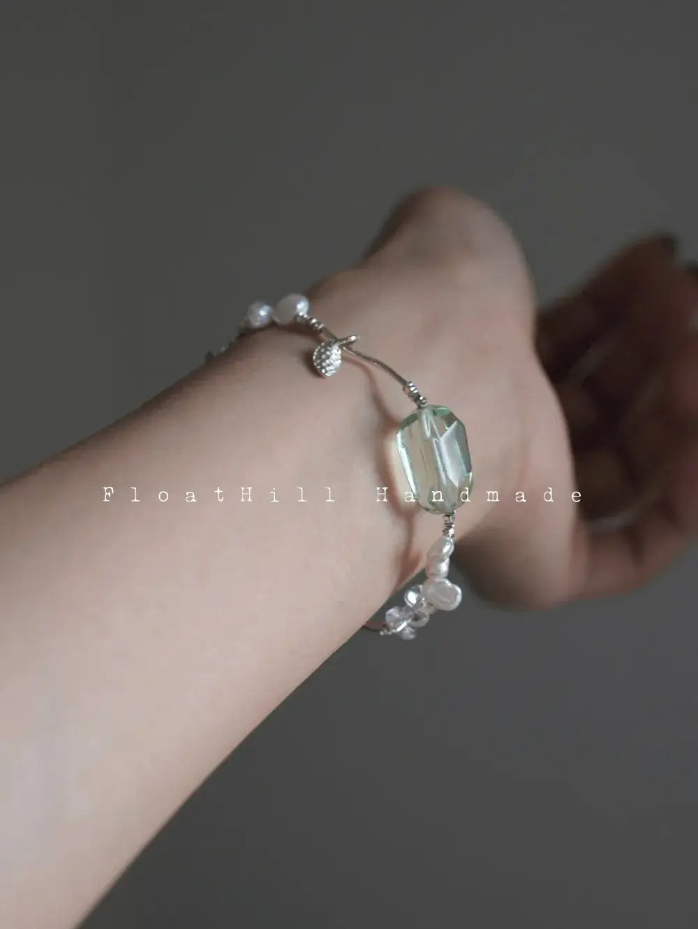 Twigs" Green Fluorite & Freshwater Pearl Bracelet FH1201G