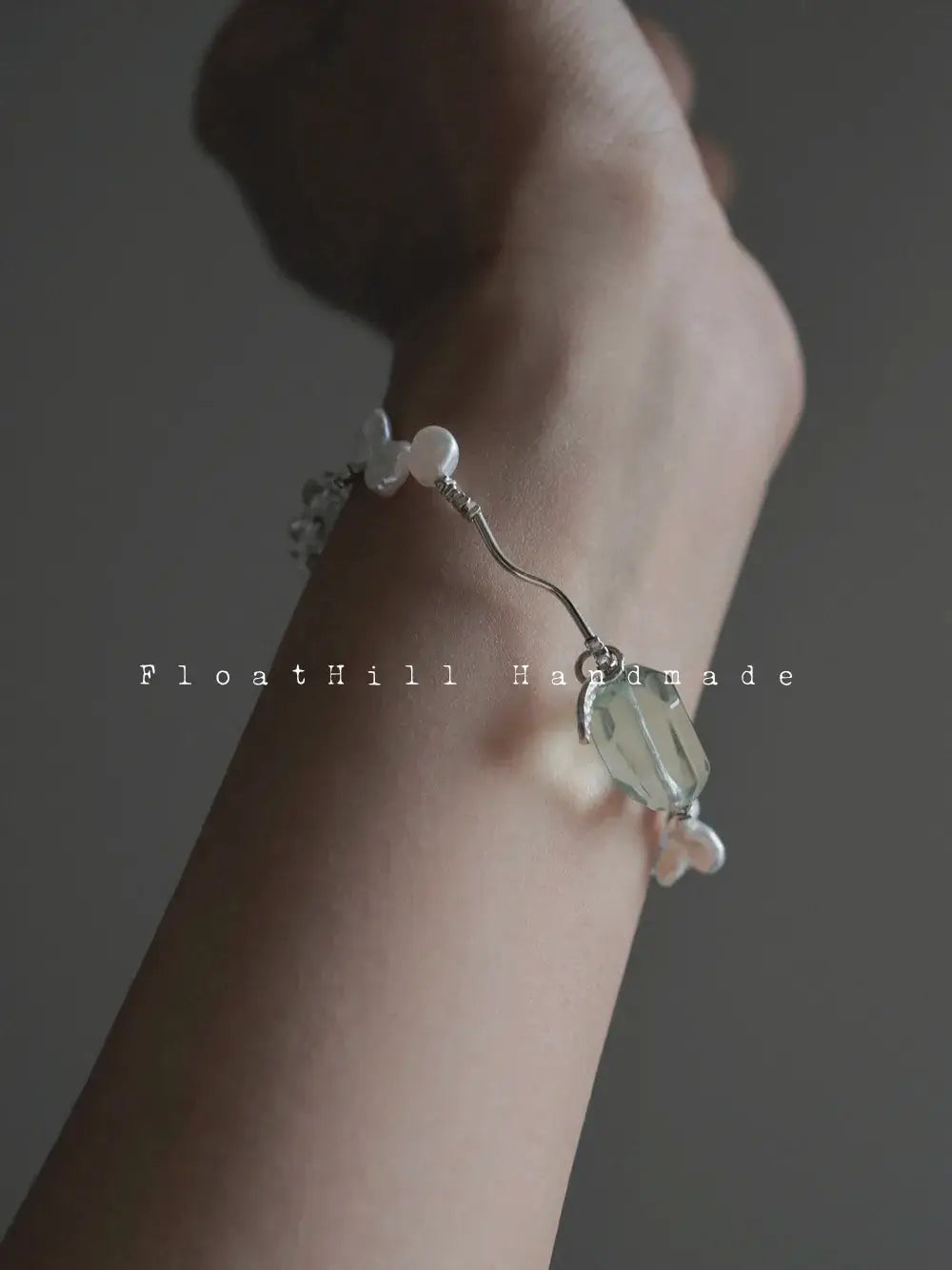 Twigs" Green Fluorite & Freshwater Pearl Bracelet FH1201G