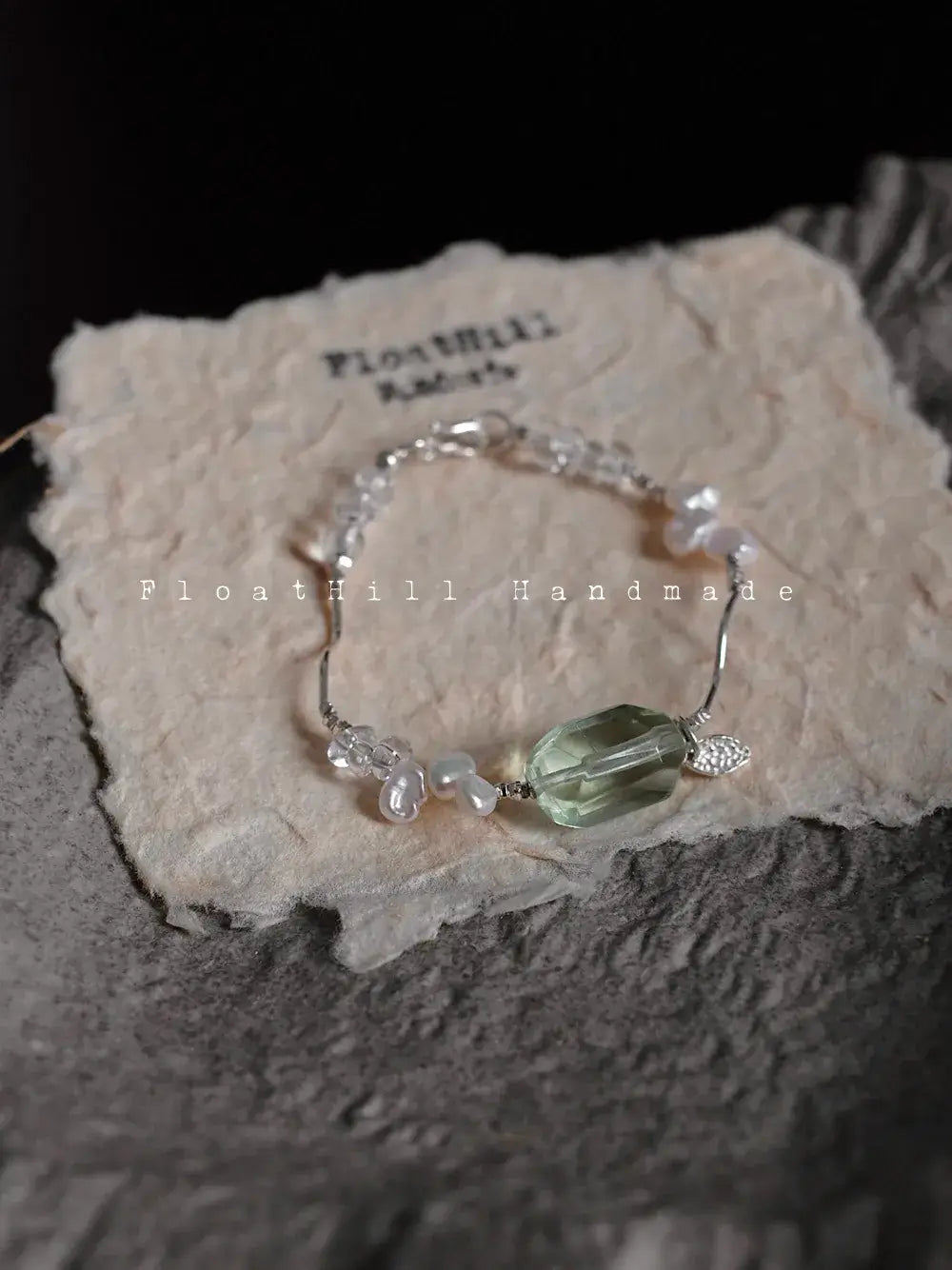 Twigs" Green Fluorite & Freshwater Pearl Bracelet FH1201G