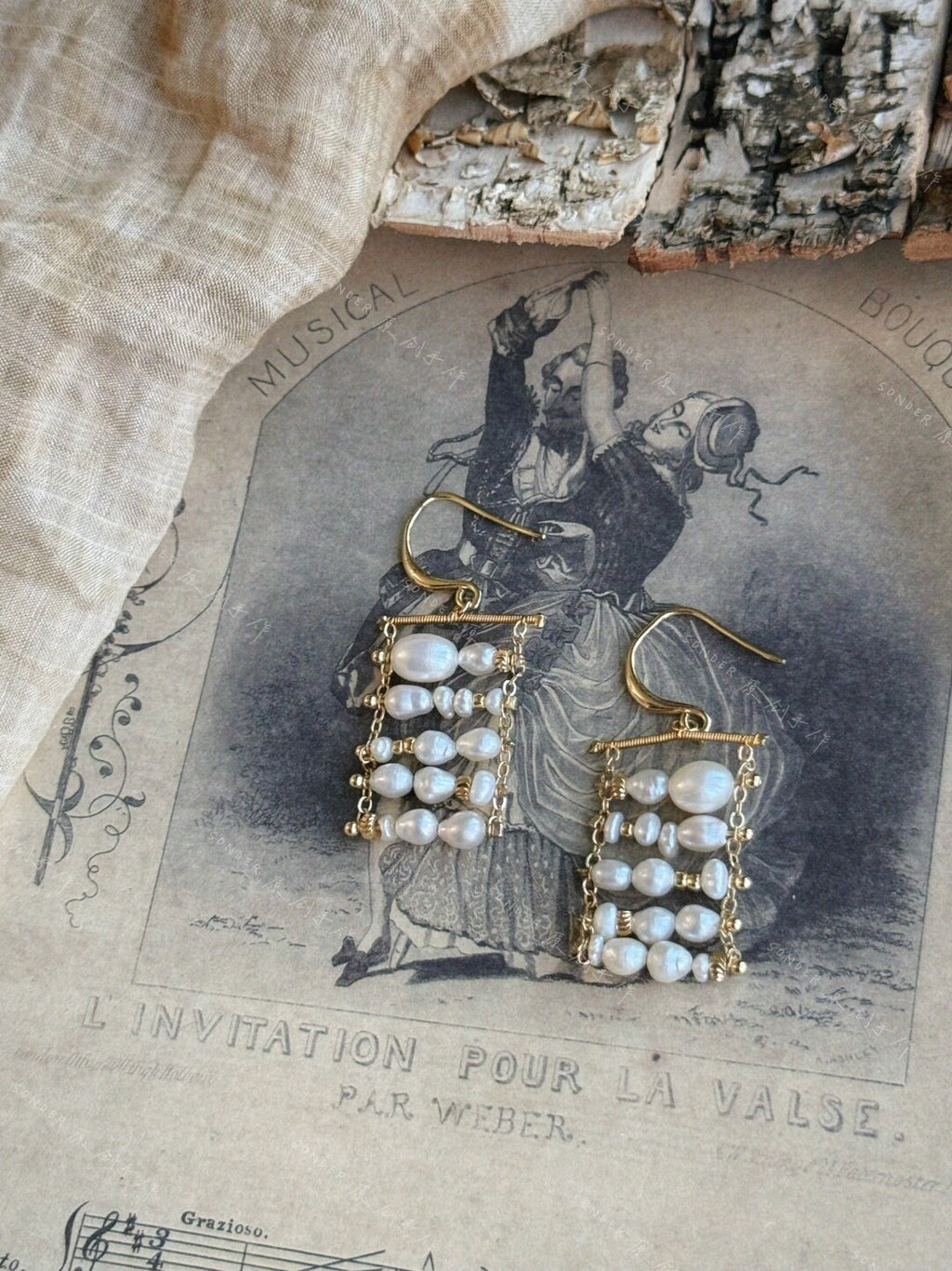 Twilight Clouds Freshwater Pearl Earrings,Lumivault.