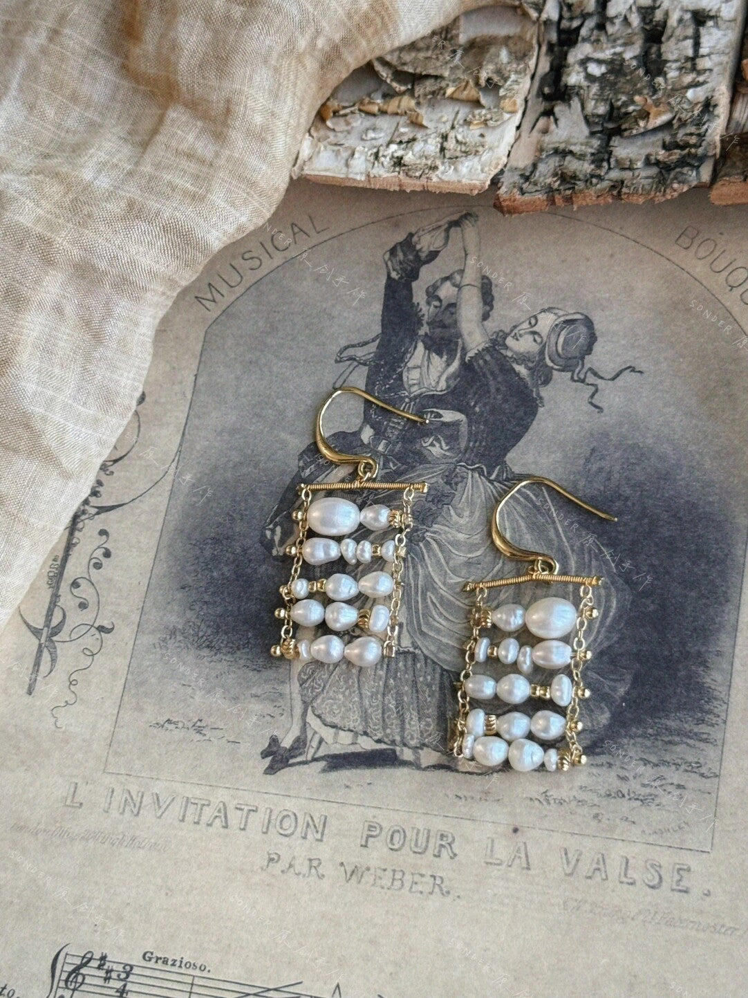 Twilight Clouds Freshwater Pearl Earrings,Lumivault.