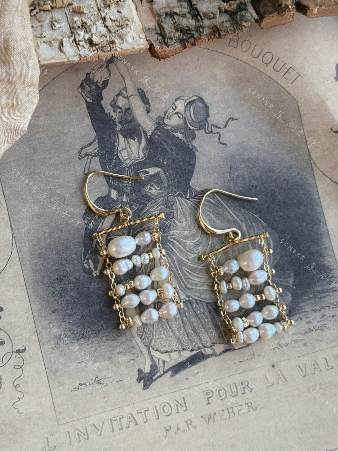 Twilight Clouds Freshwater Pearl Earrings