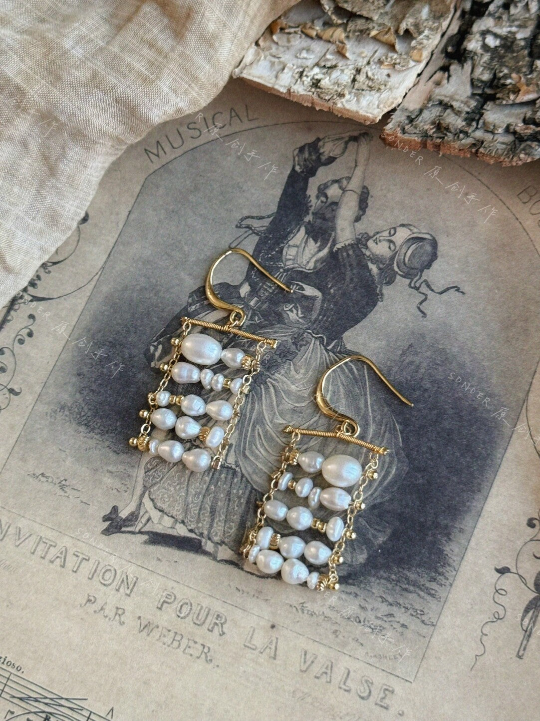 Twilight Clouds Freshwater Pearl Earrings