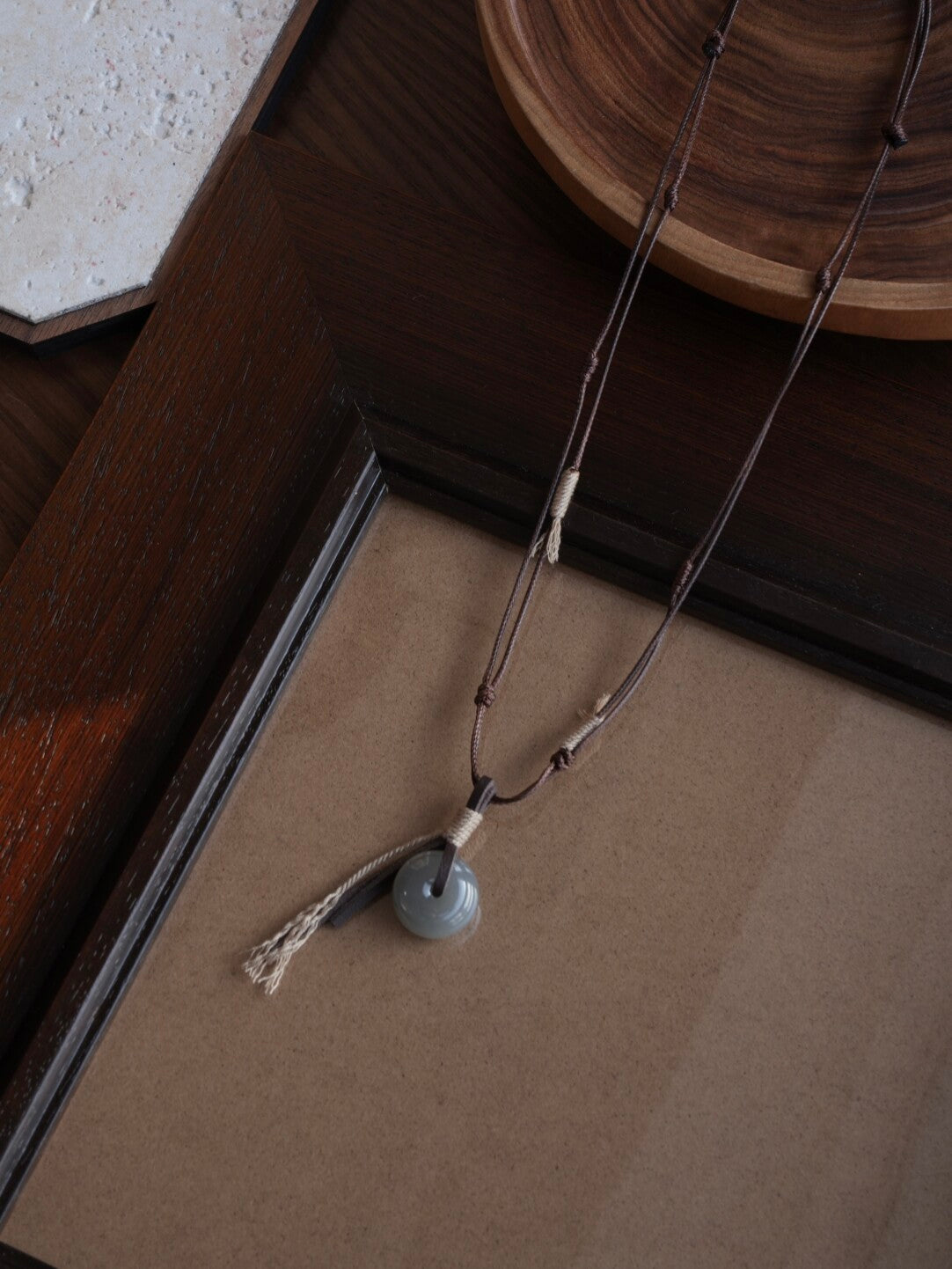 Twilight Snow Jade Braided Rope Necklace,Lumivault.