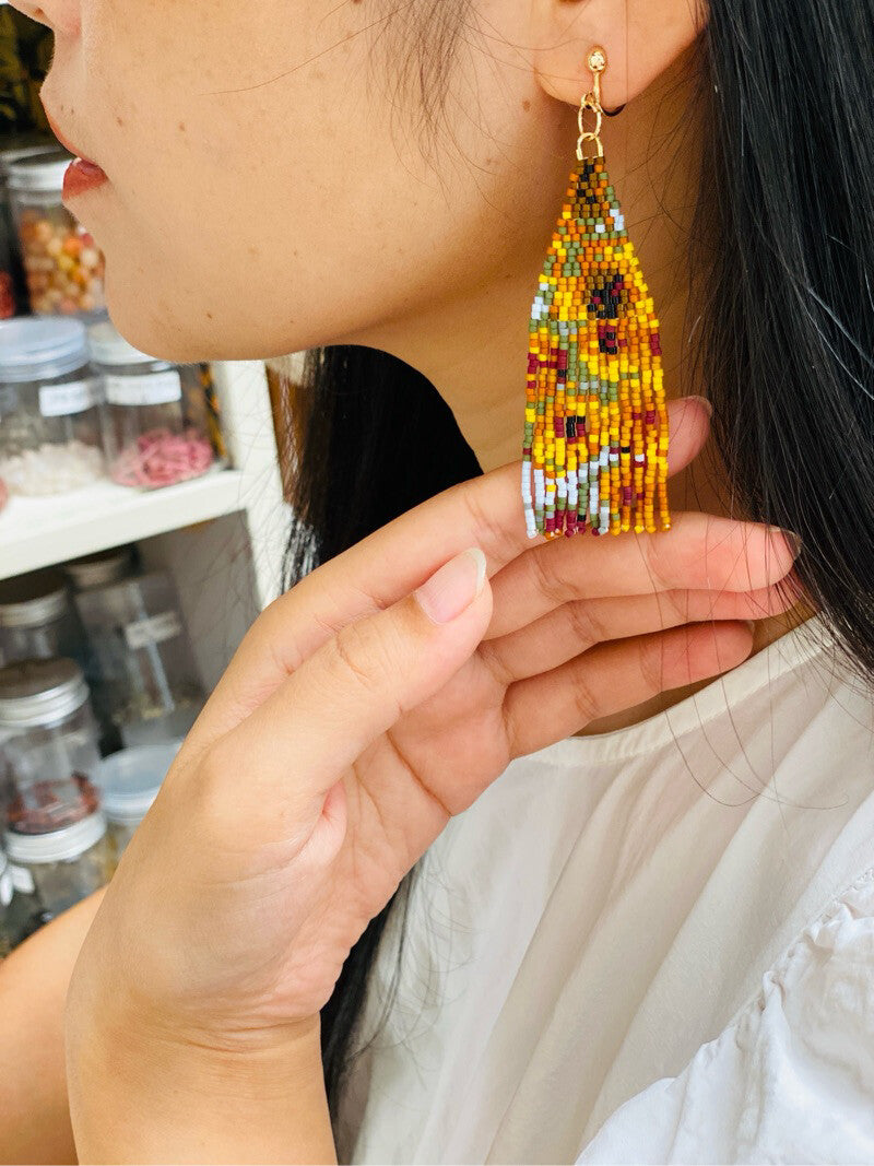 Van Gogh's Sunflowers MIYUKI Beaded Earrings,Lumivault.