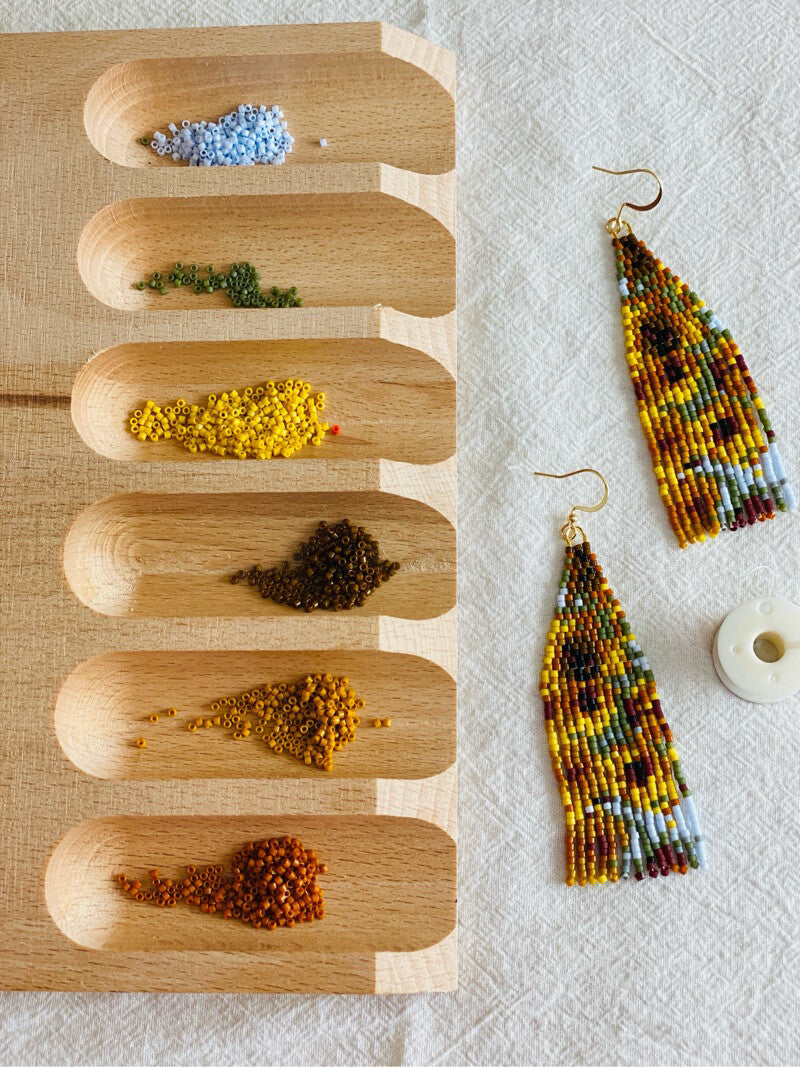 Van Gogh's Sunflowers MIYUKI Beaded Earrings,Lumivault.