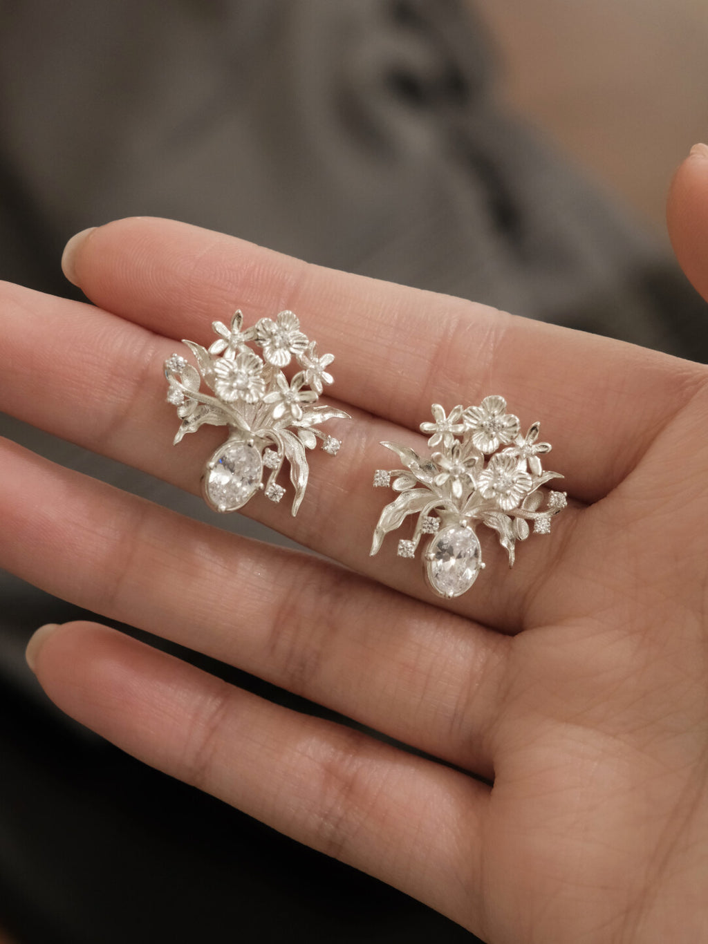 Handmade Vase Silver Earrings,Lumivault.