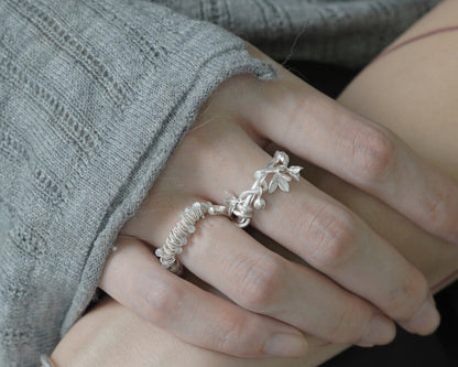 Vine Flower Silver Ring - Lumivault