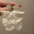 Vintage Beige Chiffon Earrings,Lumivault.