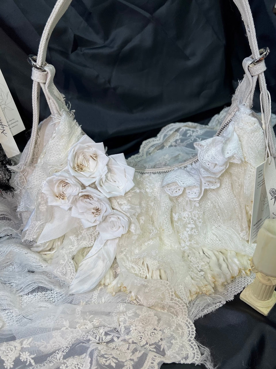 Vintage Lace Rose Baguette Bag - Lumivault