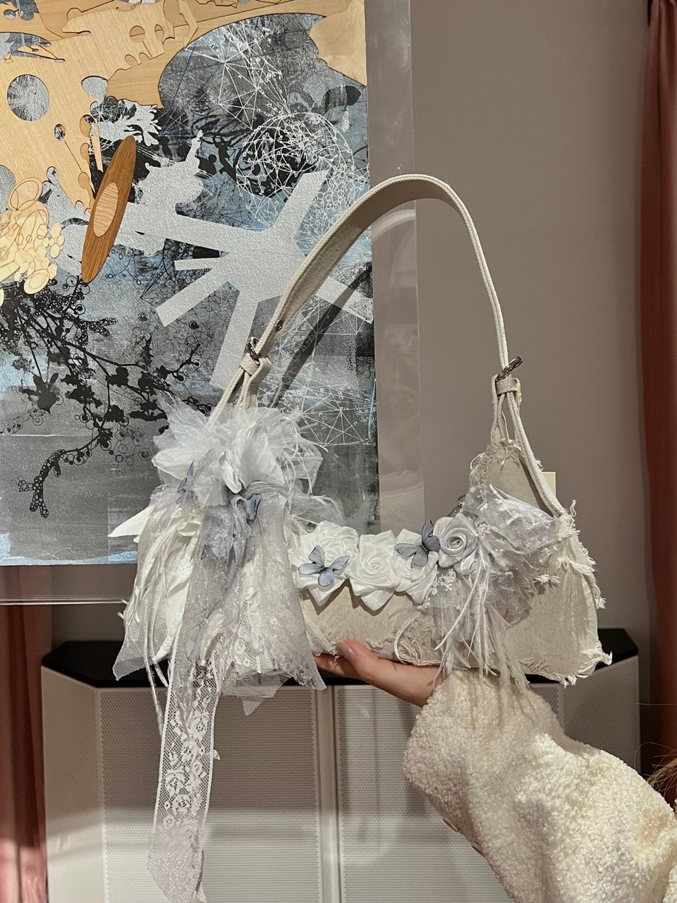 Vintage Lace Rose Baguette Bag - Lumivault