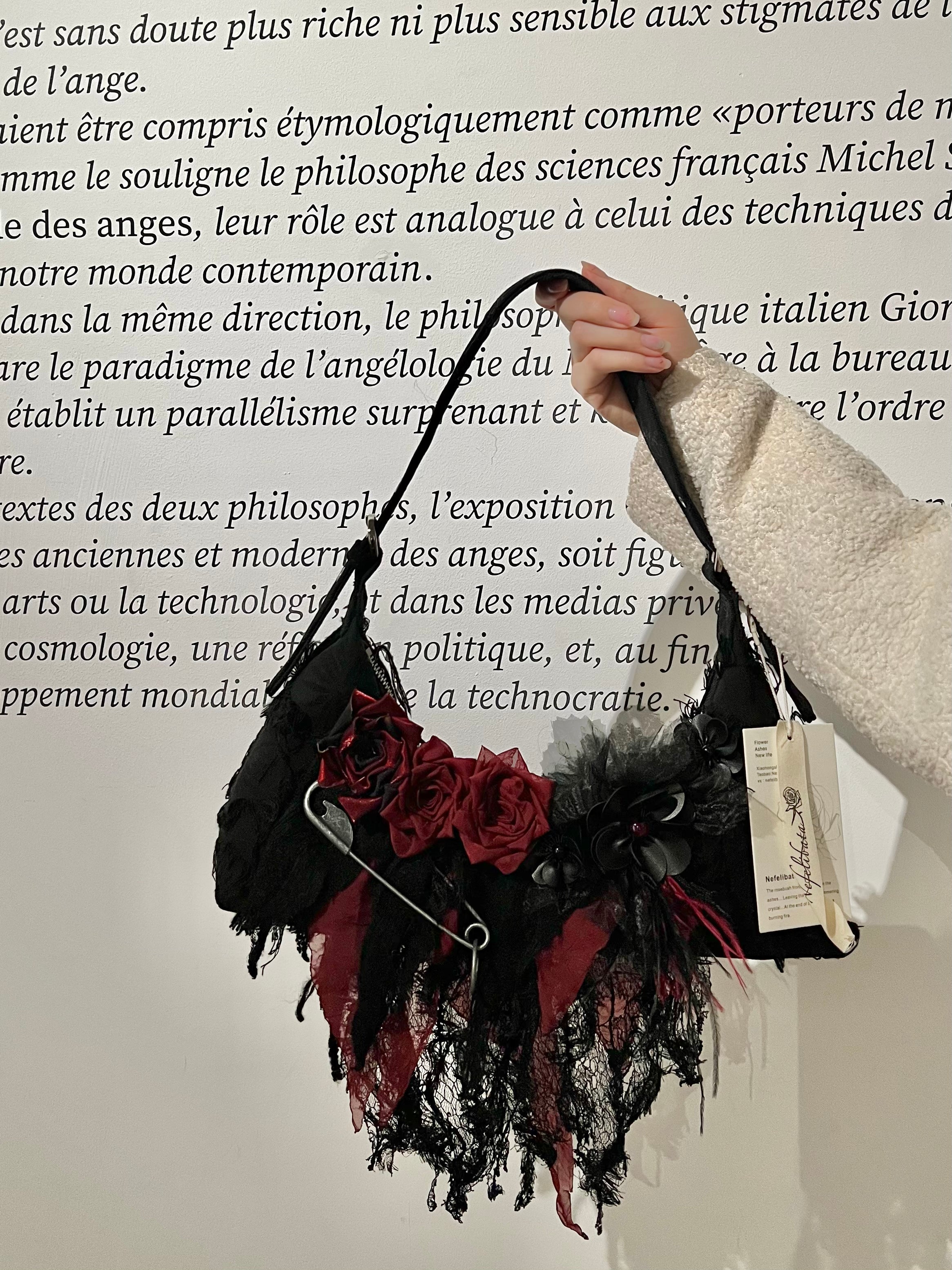 Vintage Lace Rose Baguette Bag - Lumivault
