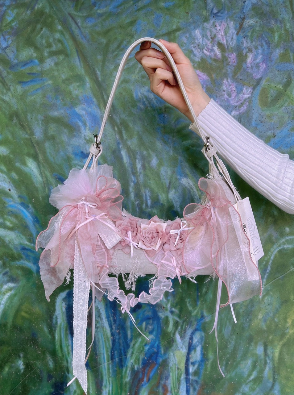 Vintage Lace Rose Baguette Bag - Lumivault