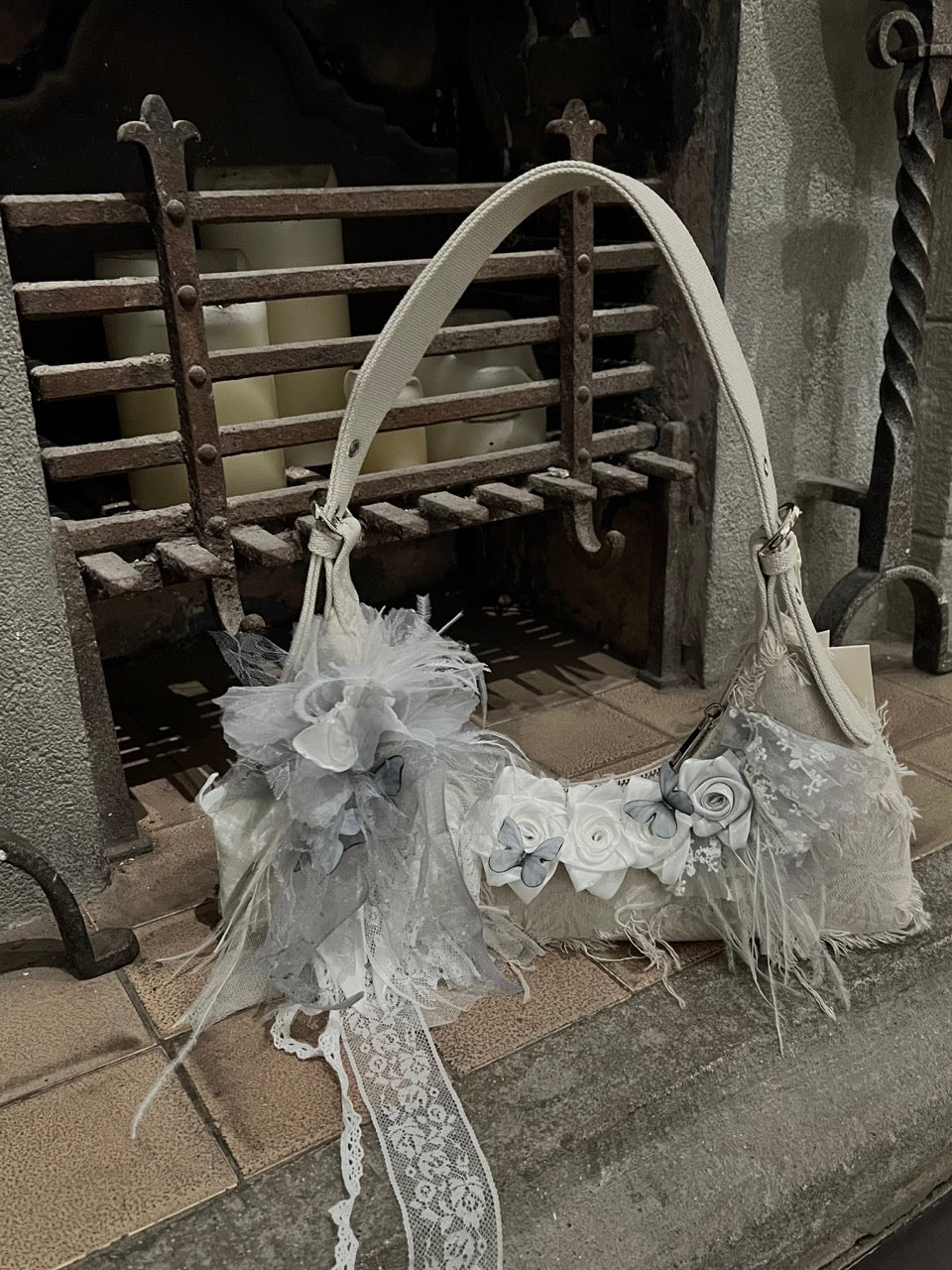 Vintage Lace Rose Baguette Bag - Lumivault