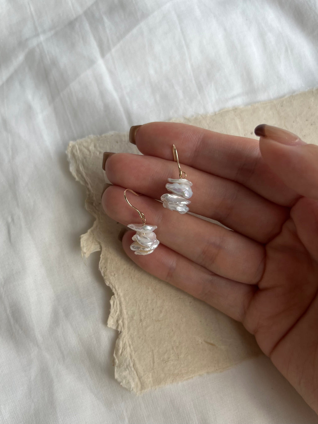 Vintage Pearl Earrings,Overlay Petals,Lumivault.