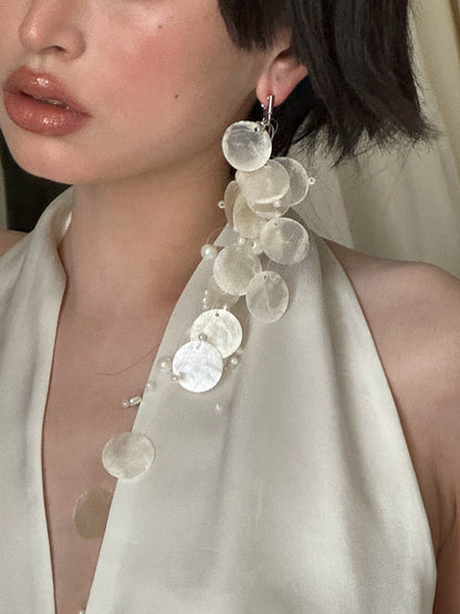 Vintage Shell Tassel Bridal Pearl Single Earrings