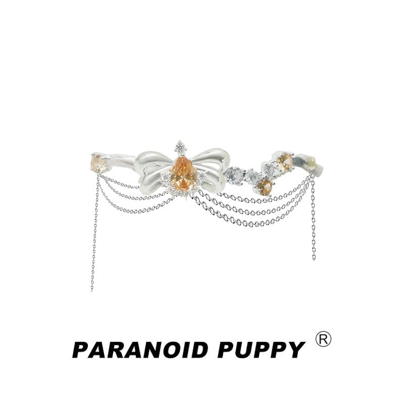 Waltz Baroque Bow Tassel Armcuff,Lumivault.