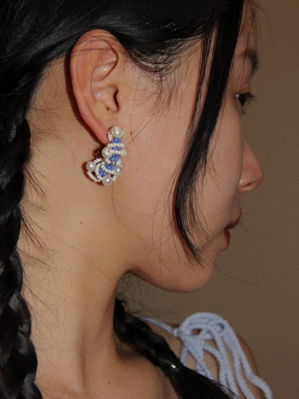 Waves Pearl Beaded Hoop Earrings,Lumivault.