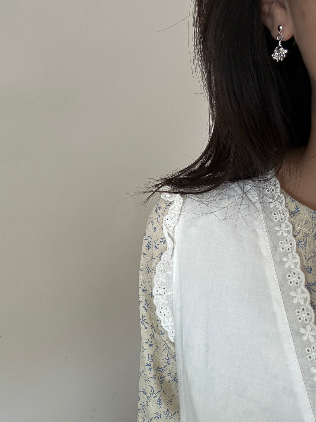 White Mist Flower Silver Earrings,Lumivault.