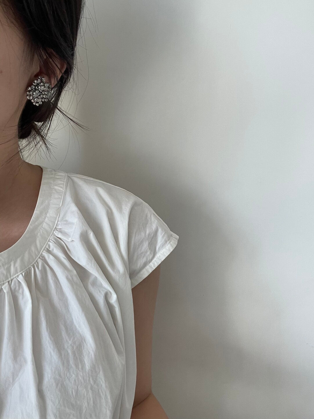 Silver Flower Beaded Earrings