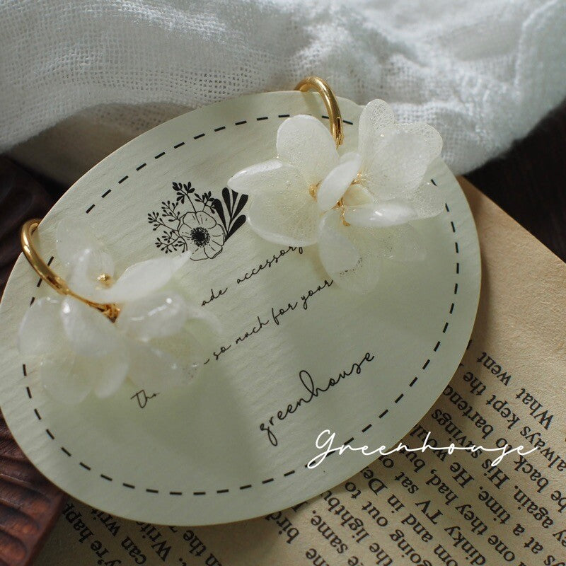 White Hydrangea Earrings,Lumivault.